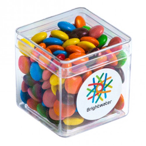 M&Ms 60g packed in hard acrylic cube